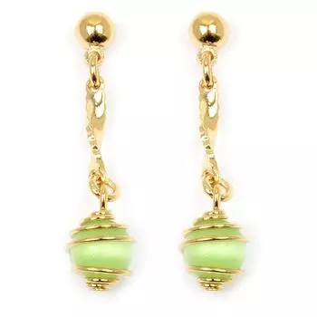 Les Trsors De Lily [L4287] - Позолоченные золотисто-зеленые серьги Scarlett (кошачий глаз) - 28x6 мм