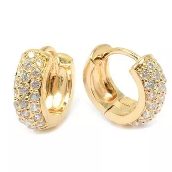 Les Trsors De Lily [L4321] - Серьги-кольца Goddess белого цвета, позолоченные - 13x6 мм