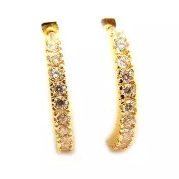 Les Trsors De Lily [L4565] — Позолоченные серьги-кольца «Cristal Plnitude», золотисто-белый — 20x3 мм