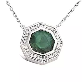 Les Trsors De Lily [L4602] - Серебряное колье Sissi зелено-белое (родиевое покрытие) - 16x16 мм