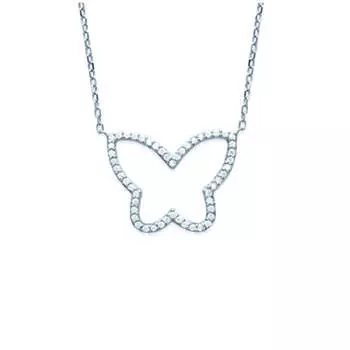 Les Trsors De Lily [L4611] - Серебряное колье «Бабочка» серебристо-белое (родиевое покрытие) - 20x17 мм