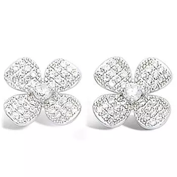 Les Trsors De Lily [L4659] - Серьги Клевер серебристо-белого цвета (родированное покрытие) - 12 мм
