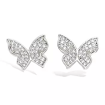 Les Trsors De Lily [L4660] - Серебряные серьги Бабочки Белое серебро (родий) - 11x11 мм