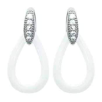 Les Trsors De Lily [L5016] - Серебряные серьги Sissi серебристо-белый (керамика) родий - 20x10 мм