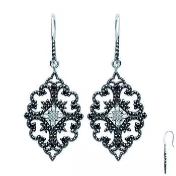 Les Trsors De Lily [L5028] - Серебряные серьги «Кармен» черное серебро (родиевое покрытие) - 38x15 мм