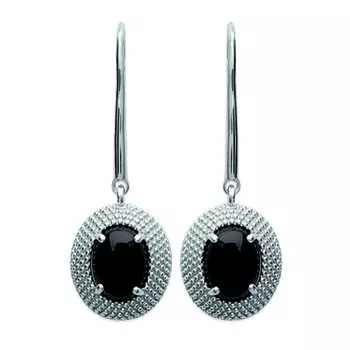 Les Trsors De Lily [L5031] - Серебряные серьги Sappho черное серебро - 32x11 мм