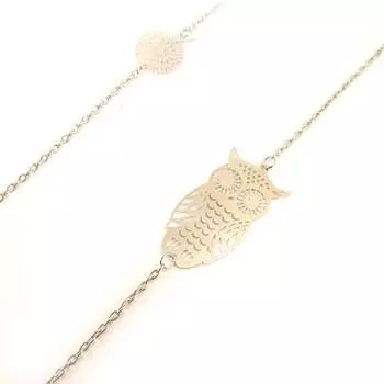 Les Trsors De Lily [L5280] - Дизайнерское длинное колье Совы , серебро.