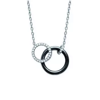 Les Trsors De Lily [L5674] - Серебряное колье Sissi черная керамика (родированное покрытие) - 20x15 мм