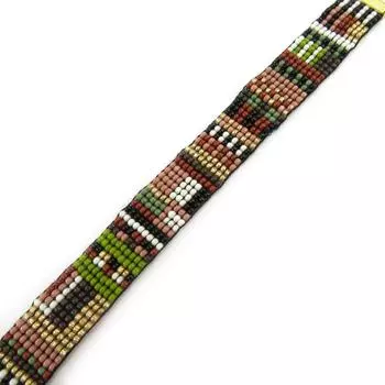 Les Trsors De Lily [L6408] - Этнический браслет Katmandu зелено-коричневый