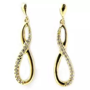 Les Trsors De Lily [L7027] - Позолоченные серьги Infini белое золото - 28x7 мм (бесконечность)