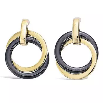 Les Trsors De Lily [L7036] - Серьги с позолотой Хореография черное золото (керамика) - 18 мм