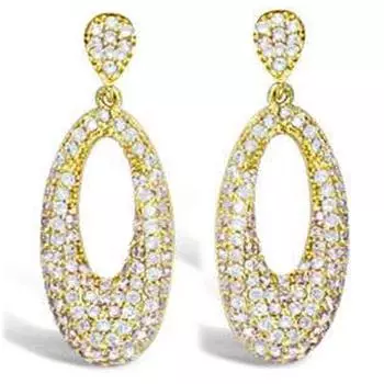 Les Trsors De Lily [L7038] - Позолоченные серьги «Sissi», белое золото - 22x8 мм