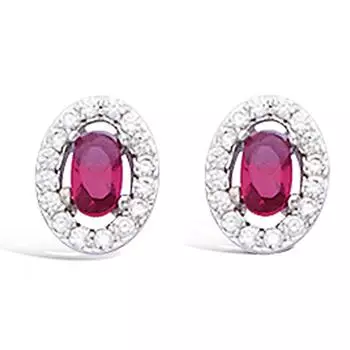 Les Trsors De Lily [L7435] - Серебряные серьги «Sissi», серебро, рубин (родий), серебро - 9x7 мм