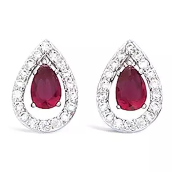 Les Trsors De Lily [L7439] - Серебряные серьги «Sissi», серебро, белый рубин (родий), серебро - 12x8 мм.