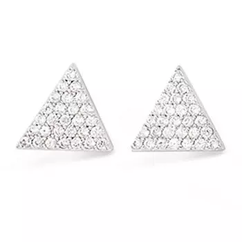 Les Trsors De Lily [L7444] - Серьги серебряные Сисси серебристо-белые (родиевое покрытие) - 10x10 мм (треугольник)