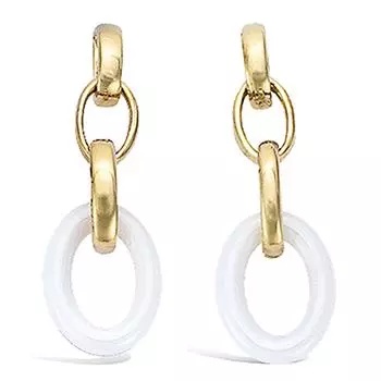 Les Trsors De Lily [L7653] - Серьги с позолотой Хореография белое золото (керамика) - 28x10 мм