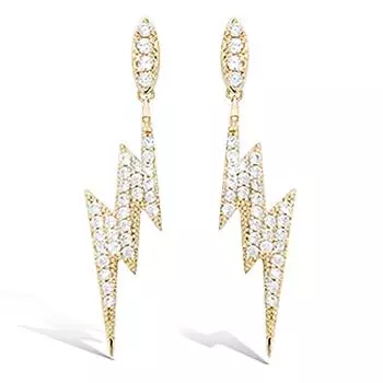 Les Trsors De Lily [L7668] - Позолоченные серьги Эклеры из белого золота - 28x7 мм