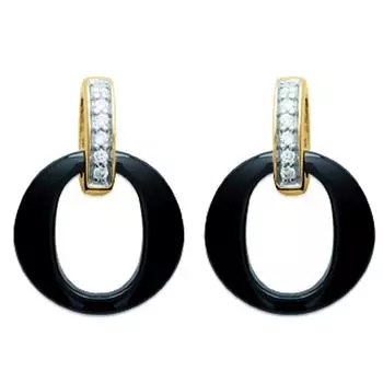 Les Trsors De Lily [L7883] - Позолоченные серьги Sissi черная керамика золото - 16x12 мм