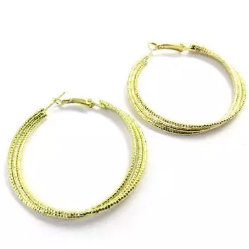 Les Trsors De Lily [L8746] - Золотые тройные серьги-кольца Choreography 40 мм