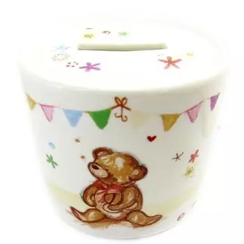 Les Trsors De Lily [L8884] - Копилка фарфоровая Тедди слоновая кость - 11x8 см