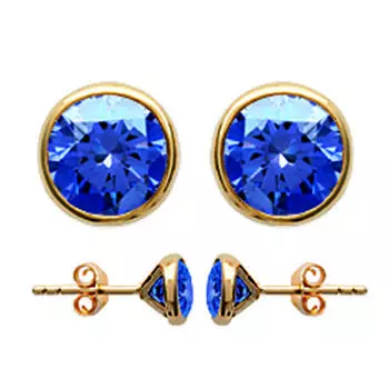 Les Trsors De Lily [M1103] - Позолоченные серьги с сапфирами Unique - 6 мм