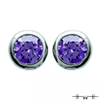Les Trsors De Lily [M1795] - Серебряный аметист (родий) Серебряные серьги Unique - 3 мм.