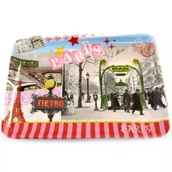 Les Trsors De Lily [M4566] - Маленький винтажный разноцветный поднос Paris Metro (15x11 см) разноцветный