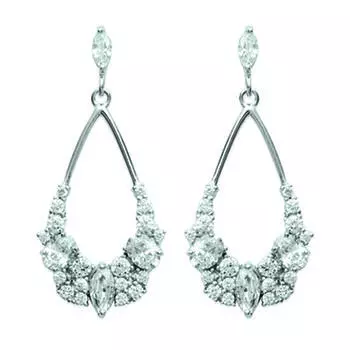 Les Trsors De Lily [M5562] - Серебряные серьги Sissi белое серебро (родированное покрытие) - 30x18 мм