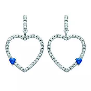 Les Trsors De Lily [M5585] - Серебряные серьги «Любовь» серебряный сапфир (родиевое покрытие) - 24x16 мм