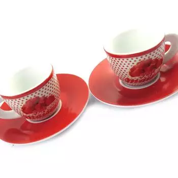 Les Trsors De Lily [M6364] - Коробка из 2 чашек для кофе Французский терруар домашнего приготовления - 5x6 см красный