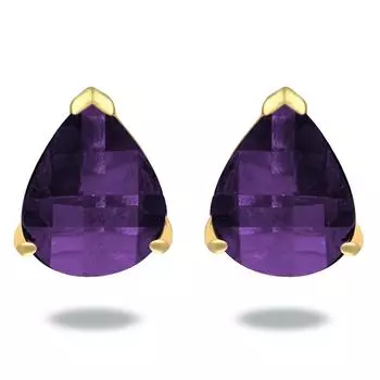 Les Trsors De Lily [M6514] - Позолоченные серьги с аметистом Sissi - 11x9 мм
