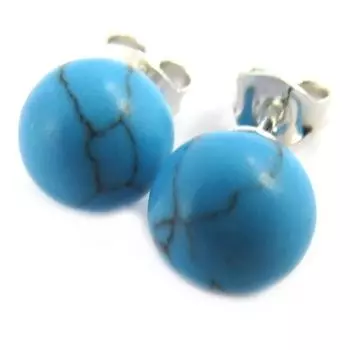 Les Trsors De Lily [M6714] - Серебряные серьги Mineralia с бирюзой - 8 мм