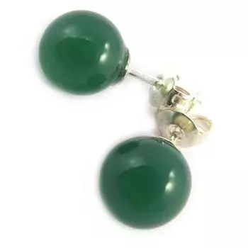 Les Trsors De Lily [M6716] - Серебряные серьги Mineralia с зеленым агатом - 8 мм