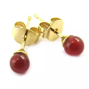 Les Trsors De Lily [M6971] - Позолоченные серьги Mineralia красный агат - 4 мм