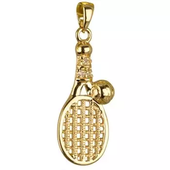 Les Trsors De Lily [M6982] - Pendentif Plaqu Or Passion Tennis (raquette) blanc dor - 25x10 mm