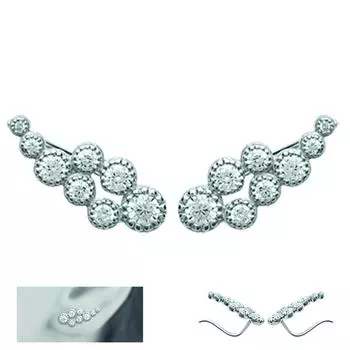 Les Trsors De Lily [M7319] - Контурные серьги Sissi серебристо-белого цвета (родированное покрытие) - 18x7 мм