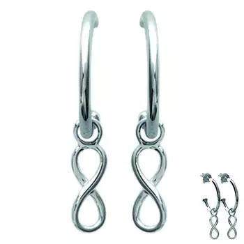 Les Trsors De Lily [M7343] - Серебряные серьги-кольца Infini (родиевое покрытие) - 15 мм - 11x4 мм