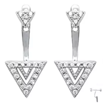 Les Trsors De Lily [M7627] - Белые серебряные контурные серьги Sissi (треугольные)