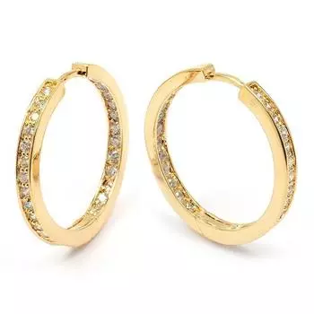 Les Trsors De Lily [M8749] - Позолоченные серьги-кольца Cristal Plnitude Золотисто-белый - 27 мм 3 мм