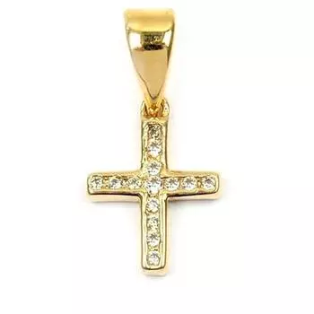 Les Trsors De Lily [M8769] - Белый позолоченный кулон «Крест» - 9x9 мм