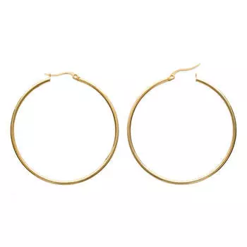 Les Trsors De Lily [M8807] - Золотые стальные серьги-кольца Choreography - 5 см - 2 мм