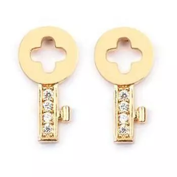 Les Trsors De Lily [M8923] - Позолоченные серьги Cl de l Amour из белого золота - 11x6 мм