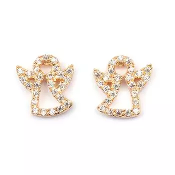 Les Trsors De Lily [M8974] - Белые позолоченные серьги Guardian Angel - 9x8 мм