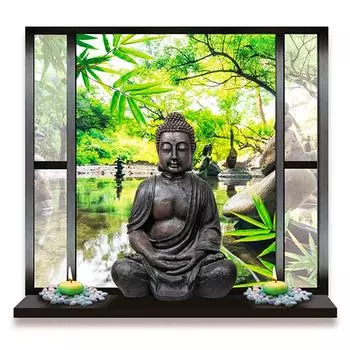 Les Trsors De Lily [M9119] - Наклейка с изображением Будды «Сад дзен» (50x70 см) чёрный