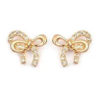 Les Trsors De Lily [M9455] - Позолоченные серьги Romantic Knot из белого золота - 9x9 мм