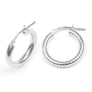 Les Trsors De Lily [M9478] - Серебряные серьги-кольца Омега сетка серебро (родий) - 2 см 3 мм