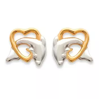 Les Trsors De Lily [N0023] - Позолоченные серьги Dolphins d Amour - 8x8 мм