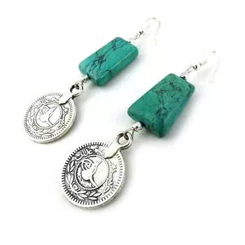 Les Trsors De Lily [N0257] - Дизайнерские серьги с бирюзой «Килиманджаро»