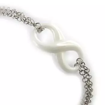 Les Trsors De Lily [N0309] - Белый серебряный браслет Infinity (керамика)