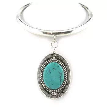 Les Trsors De Lily [N0962] - Дизайнерское колье Kilimanjaro серебристо-бирюзового цвета.